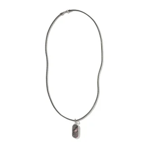 John Hardy Necklaces>Carved Tag Necklace, Dark Silver, Gemstones