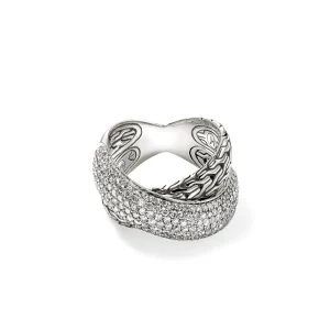 Women John Hardy Rings>JH Essential Pavé Crossover Ring, Sterling Silver, Diamonds