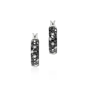 Women John Hardy Earrings>JH Essentials Hoop Earring, Sterling Silver, Black Sand Diamond Pavé, 9MM