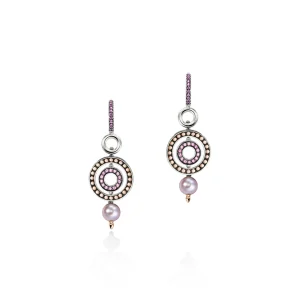 Women John Hardy Earrings>Moon Door Earrings, Silver, Rose Gold, Pavé, Pearl