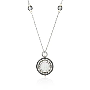 Women John Hardy Necklaces>Moon Door Necklace, Silver, Gold, Pavé, Pearl