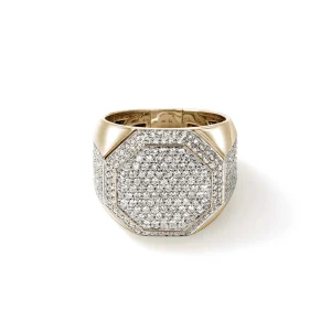 John Hardy Rings>Signet Ring, Gold, Diamonds