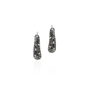 Women John Hardy Earrings>Surf Hoop Earring, Sterling Silver, Black Sand Diamond Pavé, 15.5MM